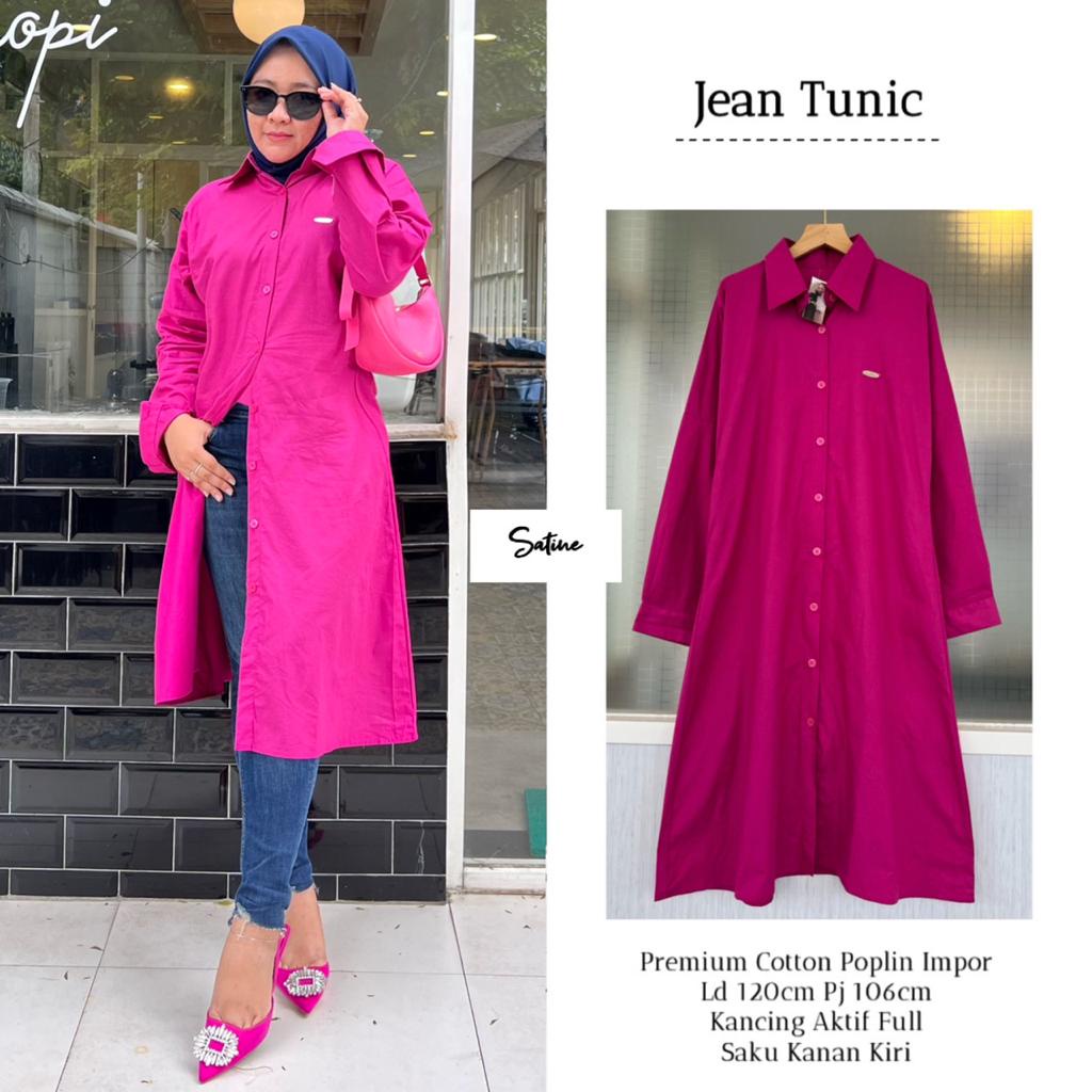 JEAN TUNIK POLOS KEMEJA FUSCHIA ORI SATINE