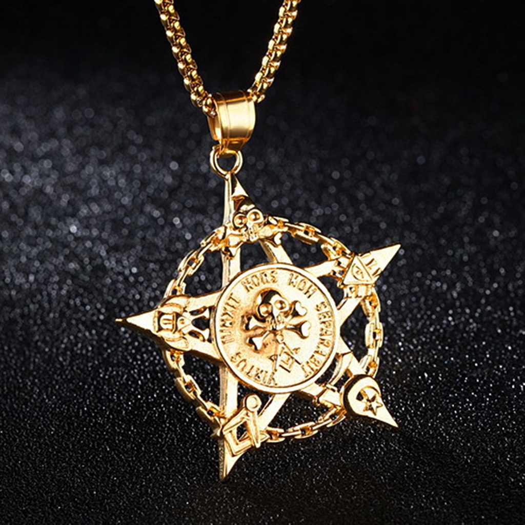 Hu Hu Hu Hu Hu Alat Bantu Pasang Kacamata♡ Kalung Liontin Bintang Lima Sisi Gaya Hip Hop