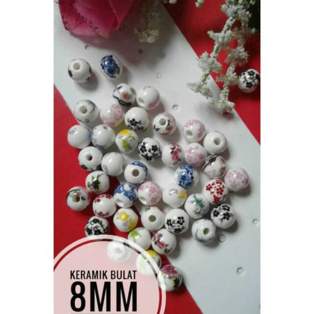 Bola keramik motif 8mm