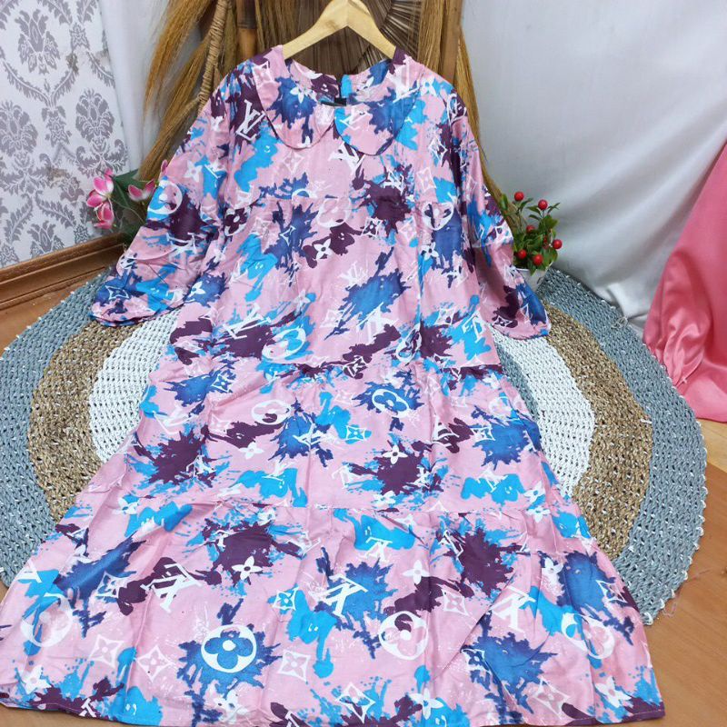 GAMIS CANDI SUSUN REMPEL RAYON PREMIUM LD 110 cm PANJANG 135 cm//GAMIS KATUN RAYON-Mogif 5