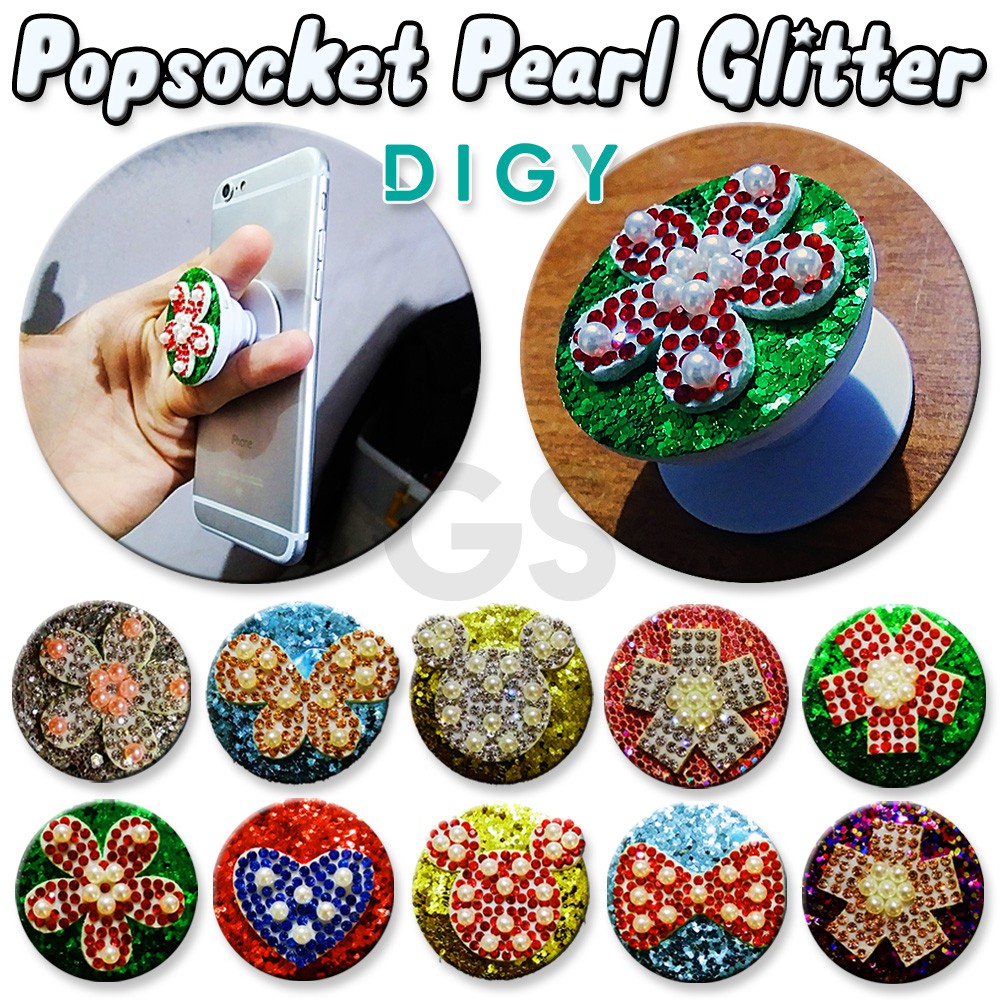 POPSOCKET 3D  Pearl Glitter Diamond Kupu kupu Bunga