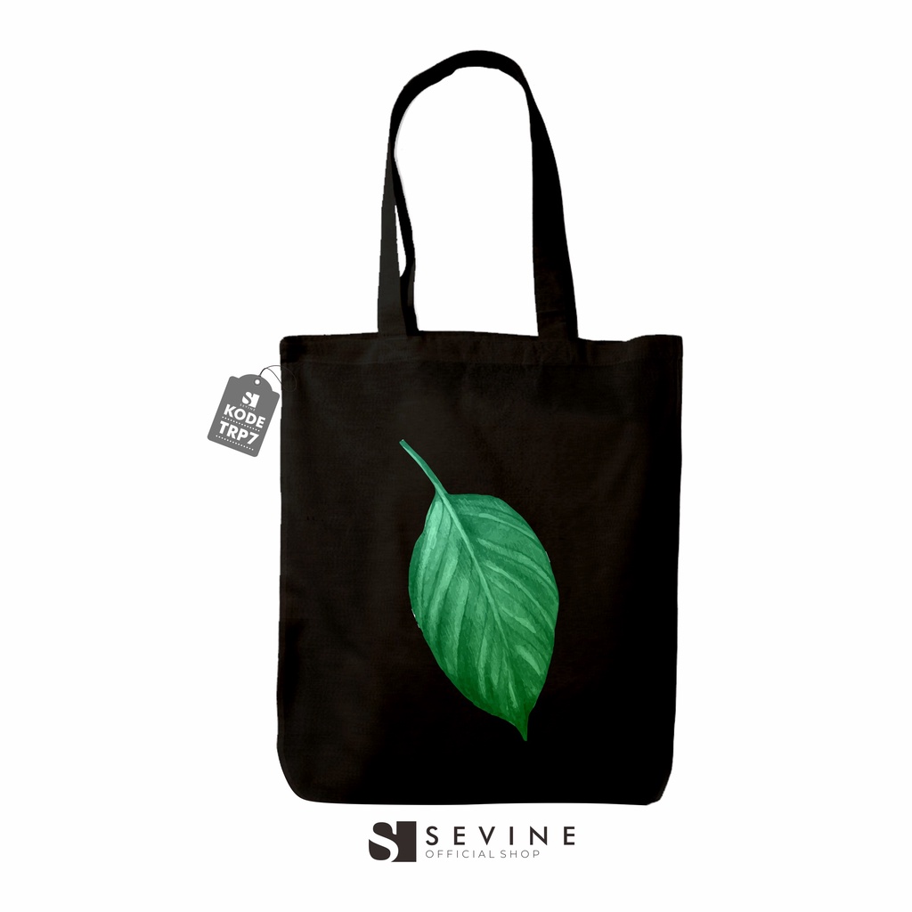 Sevine Totebag Tas Wanita Tote bag Resleting Girl Tropical Leaf Black Series - TRP7