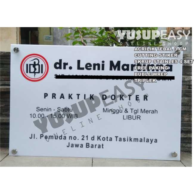 Jual Plang Papan Nama Bidandokter Perawat Apoteker Akrilik 40 X 60 Shopee Indonesia 