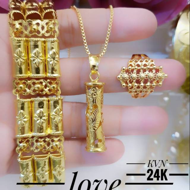 Xuping set perhiasan lapis emas 24k 2034i