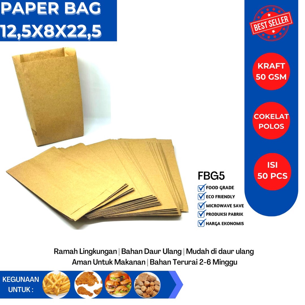 Paper Bag Small Kertas Fried Chicken (Isi 50 Pcs-FBG5B)