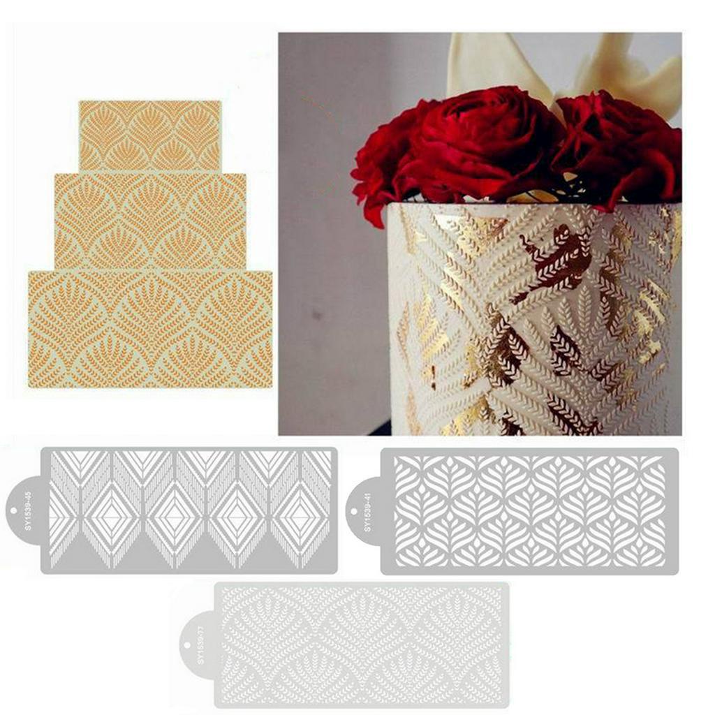 ELEGANT Baking Fondant Printing Template DIY Edge Decoration Stencil Sugar Sieve Mold Wedding Hollowed Bohemian Plastic Boho Cake Decorating Tool