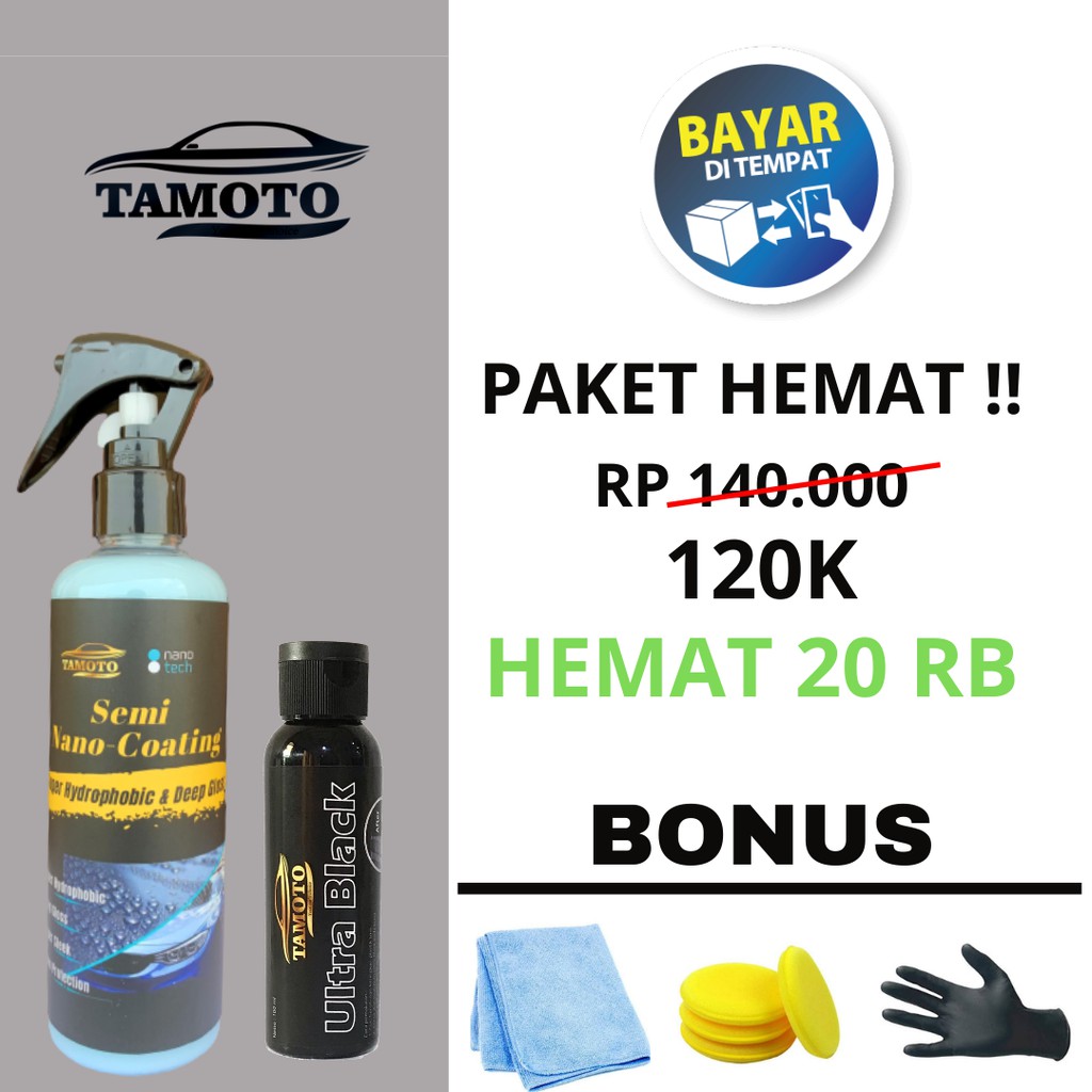 [PAKET SEMI-COATING + BLACK] Pengkilap / pengkilat - penghitam body kasar dan plastik motor mobil