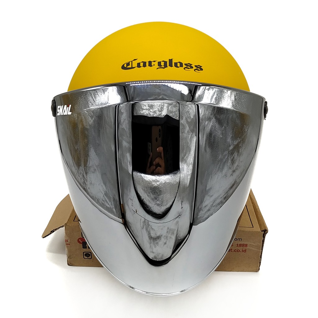 Helm Cargloss Retro Yellow Doff + Kaca Snail Silver