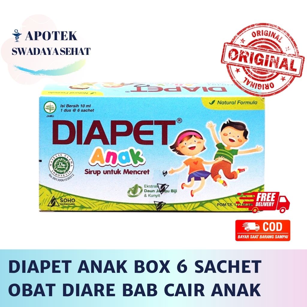 DIAPET ANAK BOX Isi 6 SACHET - Obat Diare Mencret Anak Sirup Mules