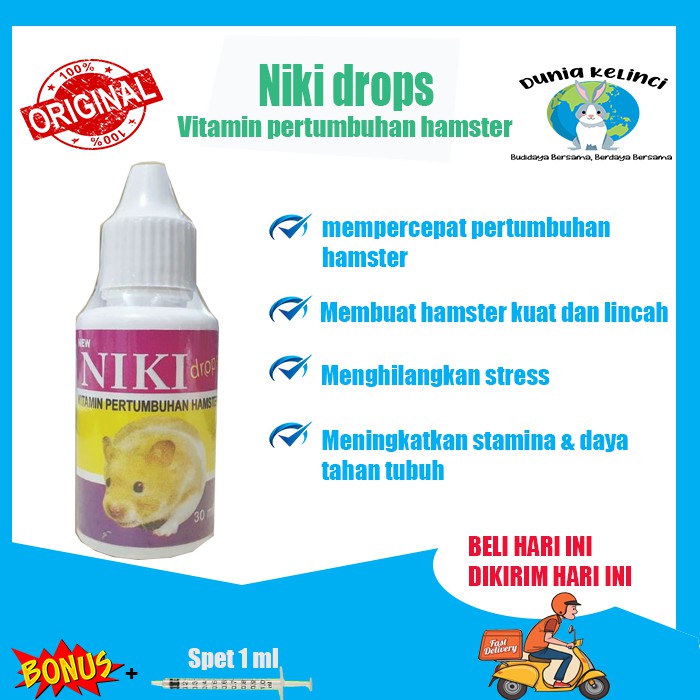 VITAMIN HAMSTER NIKI DROPS 30 ML PERTUMBUHAN DAYA TAHAN TUBUH