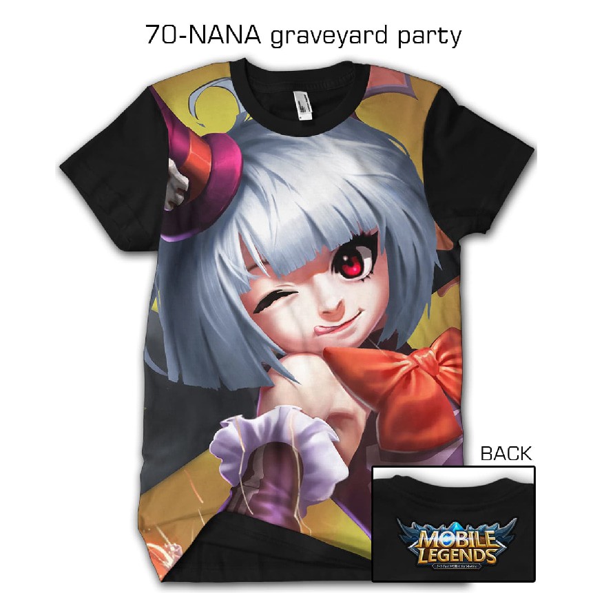 BAJU KAOS PRIA COSTUM PRINTING 3D MOBILE LEGEND SKIN HERO legends NANA GRAVEYARD PARTY - 70