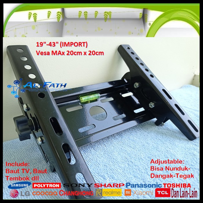 Bracket TV TOSHIBA 19 s/d 43 inch IMPORT QUALITY Garansi 100% cocok