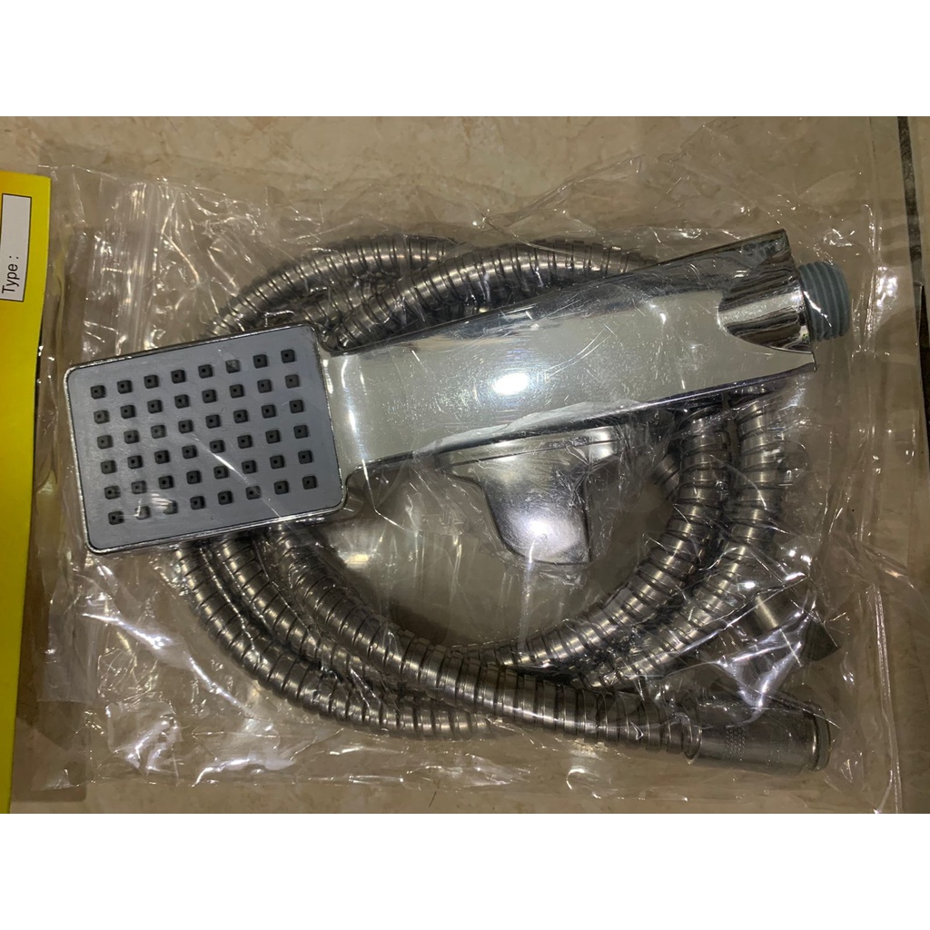 Paket HandShower Set Minimalis KOTAK murah 386 dan kran air cabang stainless - Hand Shower Mandi semprotan air