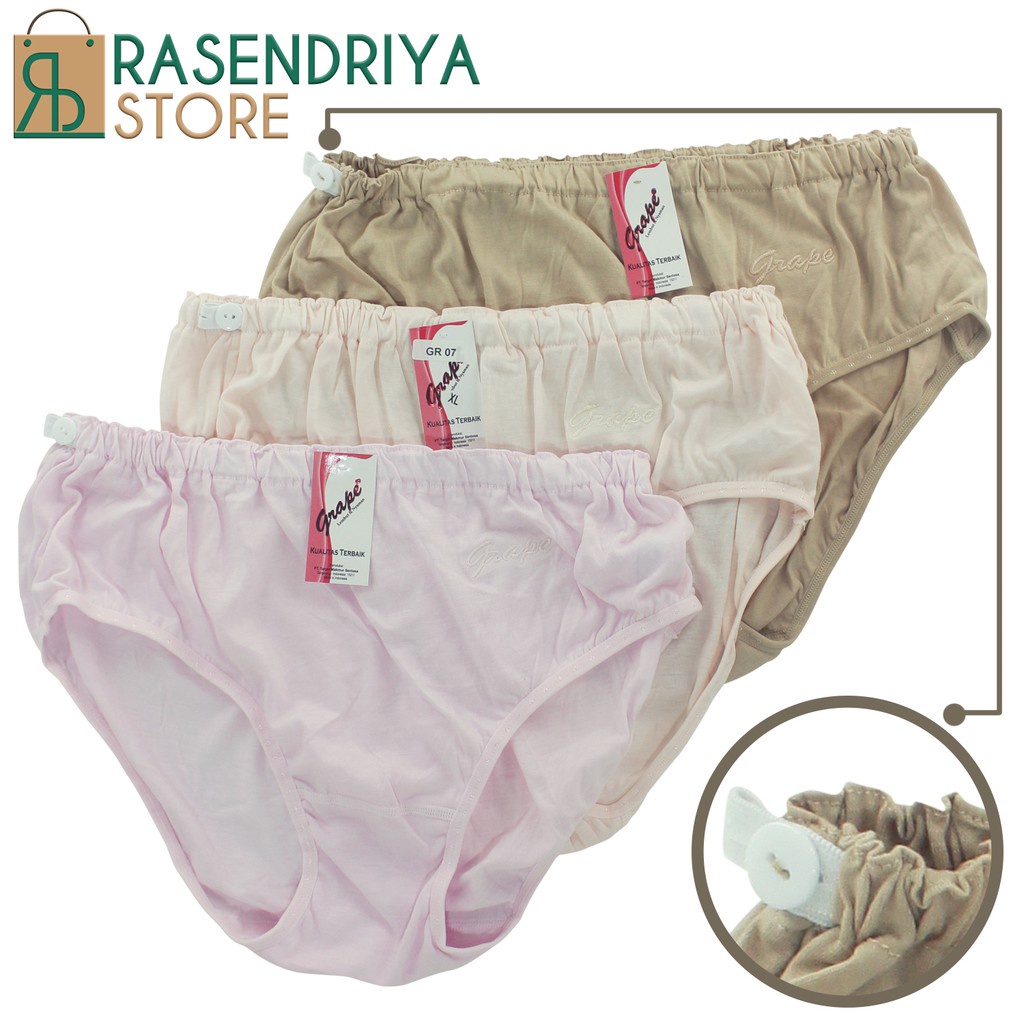 Celana Ibu Hamil Fleksibel Maternity Kancing Pengatur Lingkar paha lebar Jumbo Grape Underwear