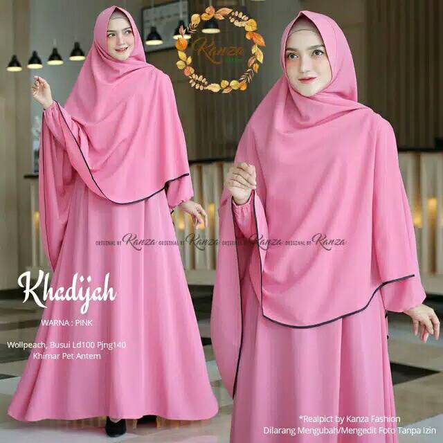 dress syar'i set gamis+hijab wanita khadijah