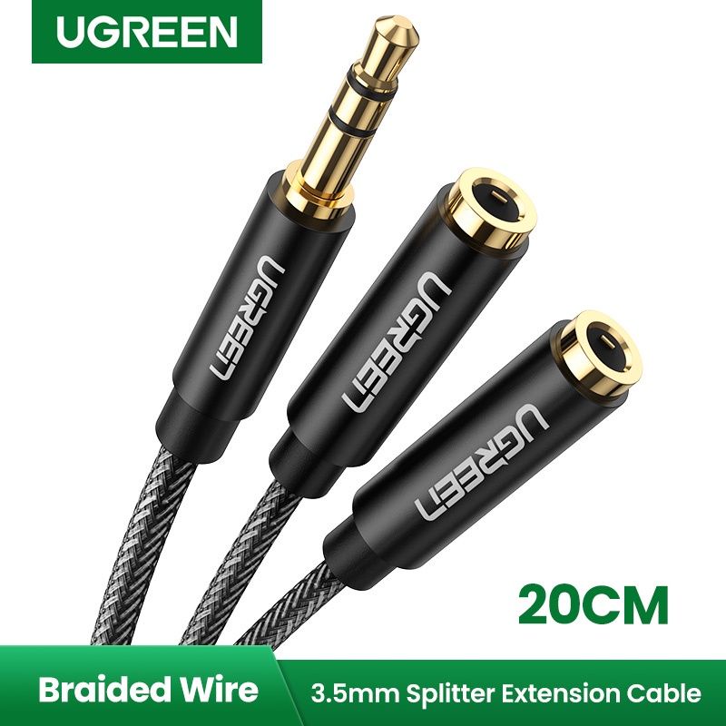 UGREEN Original Kabel Splitter Y Audio Stereo 3.5mm Male to 2 Port Female