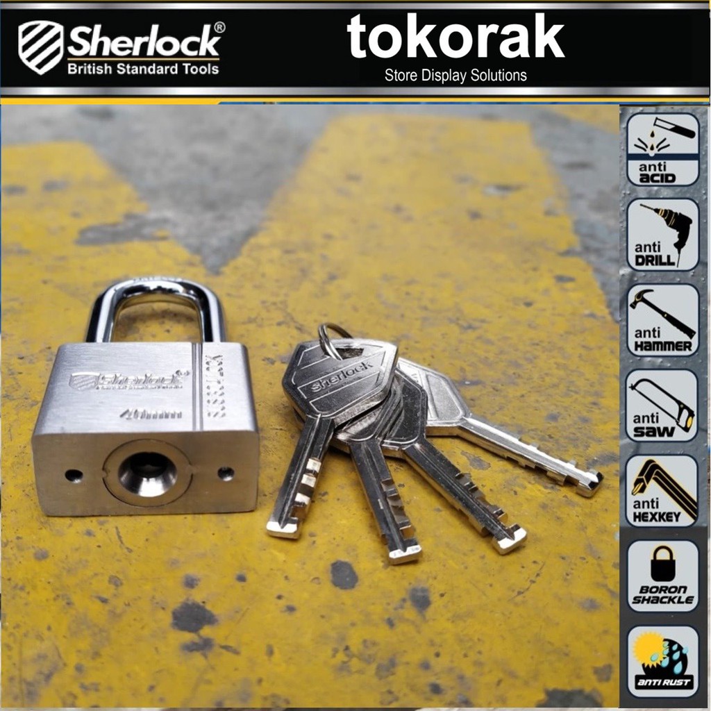 GEMBOK STAINLESS STEEL ANTI RUST 50MM PJG SHERLOCK - GEMBOK ANTI KARAT