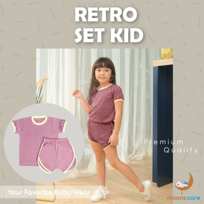 STELAN MOONS POLOS RETRO SET KID COTTON CABDY/Baju bayi polos, stelan polos retro unisex