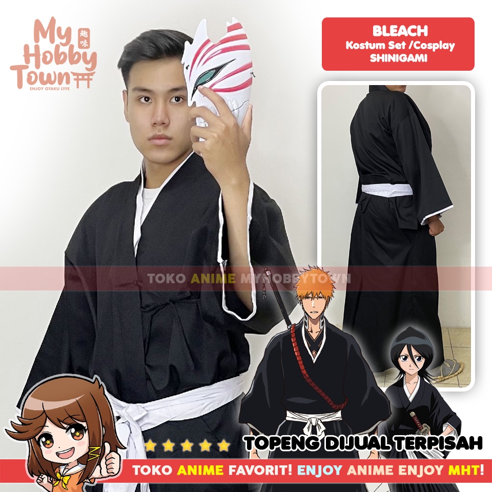 Kostum Cosplay Anime Bleach Shinigami Ichigo Kurosaki Kuchiki Rukia Renji Abarai Byakuya Hitsugaya Toshiro