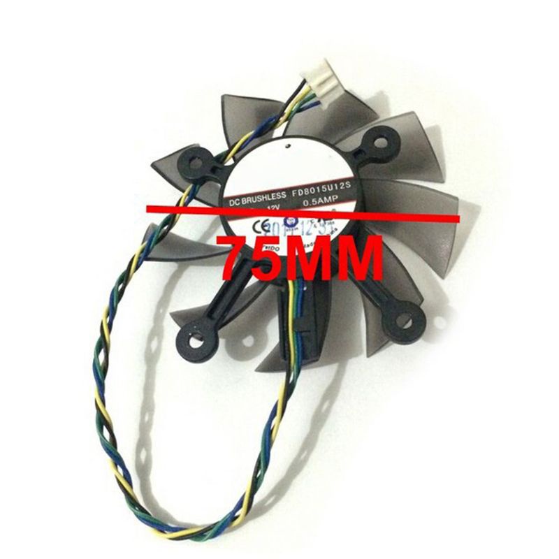 Gro 75MM FD8015U12S DC12V 0.5AMP 4PIN Kipas Pendingin Untuk GTX 560 GTX550Ti HD7850 Graphic