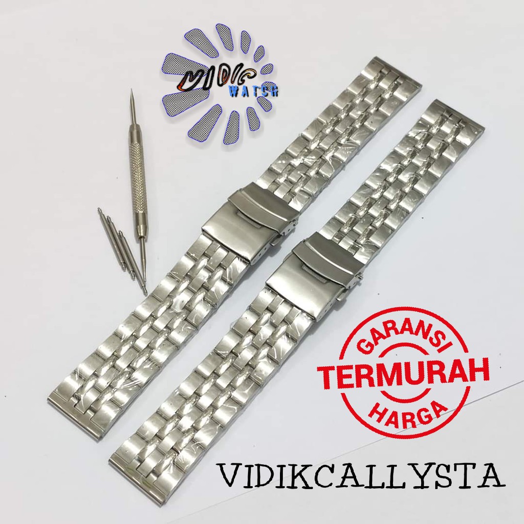 Strap B809 Tali Jam Tangan Stainless steel Rante Rantai 22mm Silver Tali strap Watch solid lurus 22