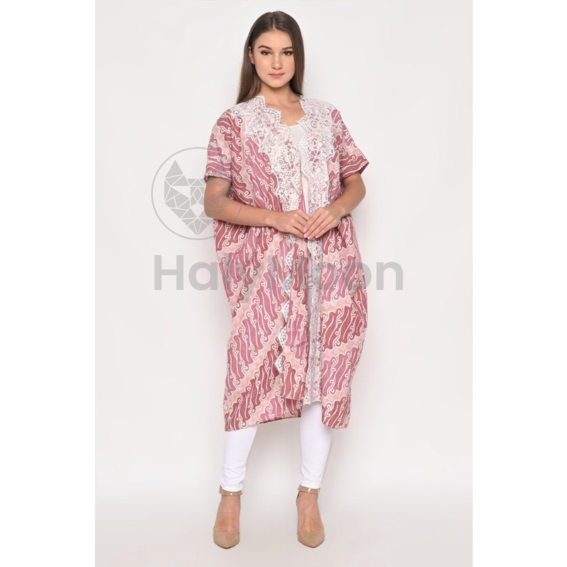 Cardigan Kaftan Batik Renda - Soft Pink