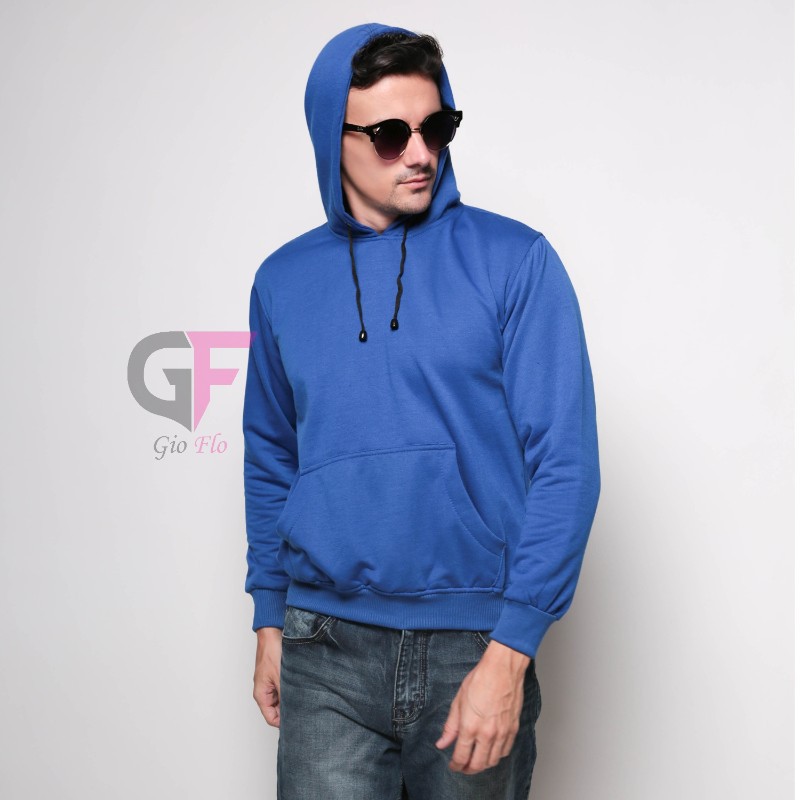 GIOFLO Sweater Fleece Jacket Lengan Panjang Pria Biru / SWE 983