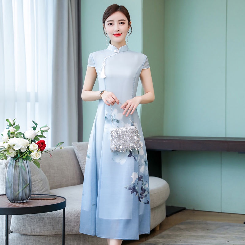 Improved cheongsam Hanfu women's dress Chinese style Han elements Tang tea dress literature and art