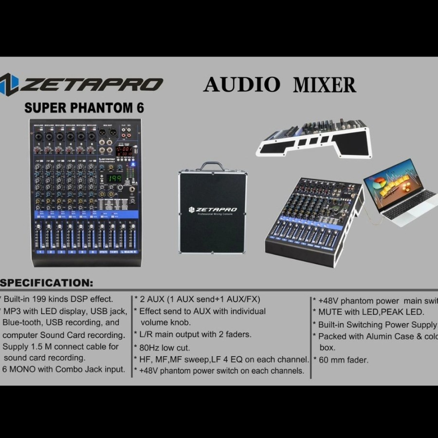 mixer audio zetapro super phantom 6. kualitas bagus.