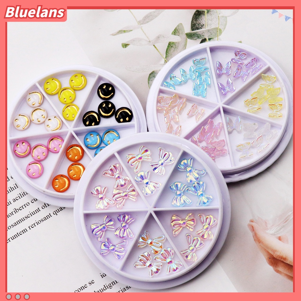 (In Stock) Kacamata Hitam Lensa Warna Warni ♡1 Kotak Ornamen Pita Aurora 3D Bahan Akrilik Glitter Untuk Dekorasi Kuku Wanita