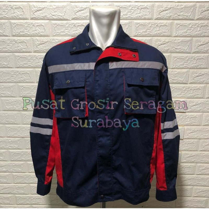 Grosir Wearpack Resleting semi jaket navy merah werpack navy biru tosca werpak navy kuning wearpack 