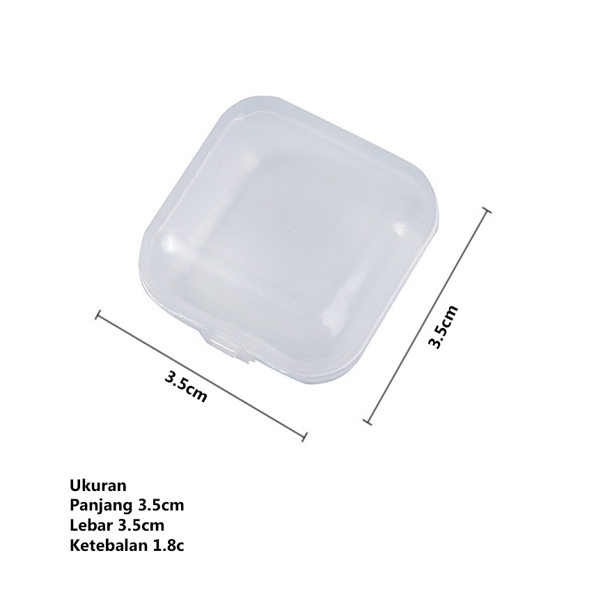 ❤GTB❤ 1pcs Kotak Penyimpanan Perhiasan Anting Pil Mini Portabel Bahan Plastik Transparan Bentuk Persegi R609