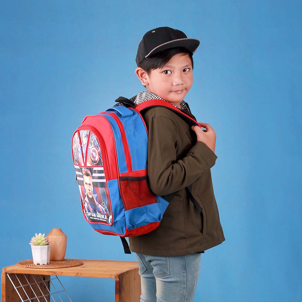 Tas Sekolah Ransel Backpack Anak Laki Laki TK SD Captain America Lucu Model Terbaru Kualitas Terbaik