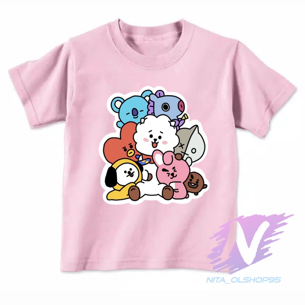 kaos anak animasi kartun bts