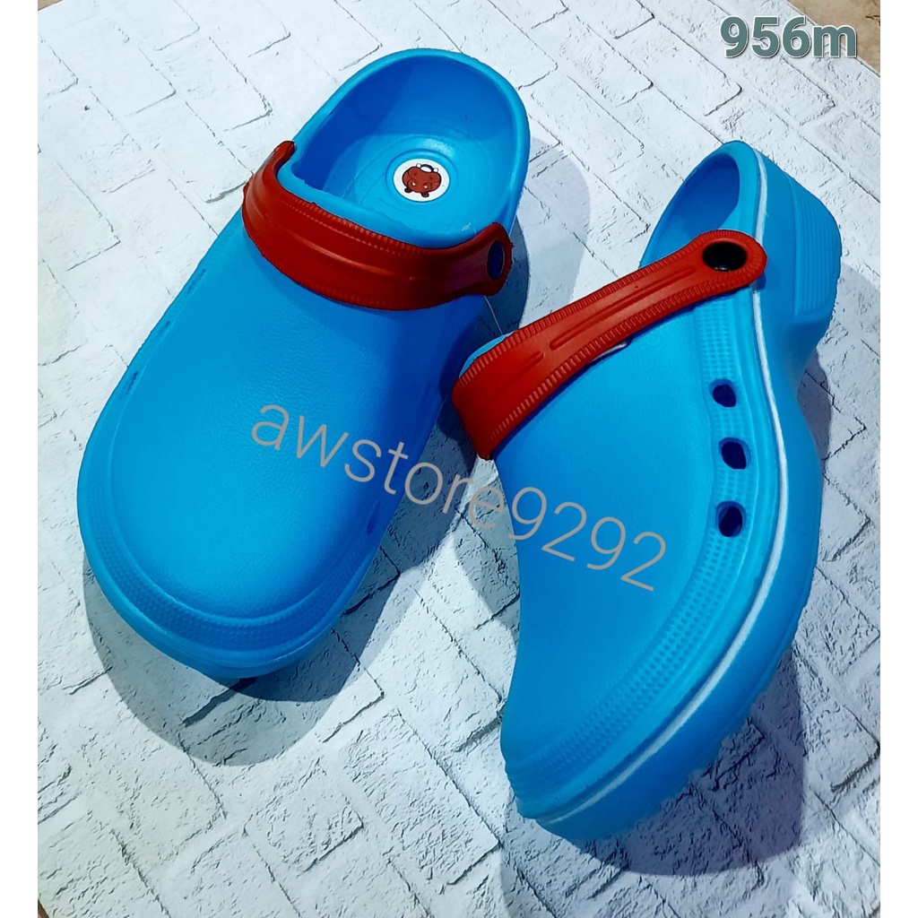 Motif Warna Polos 956 HEMA Sandal Kodok Karet Anti Slip Empuk PRIA WANITA