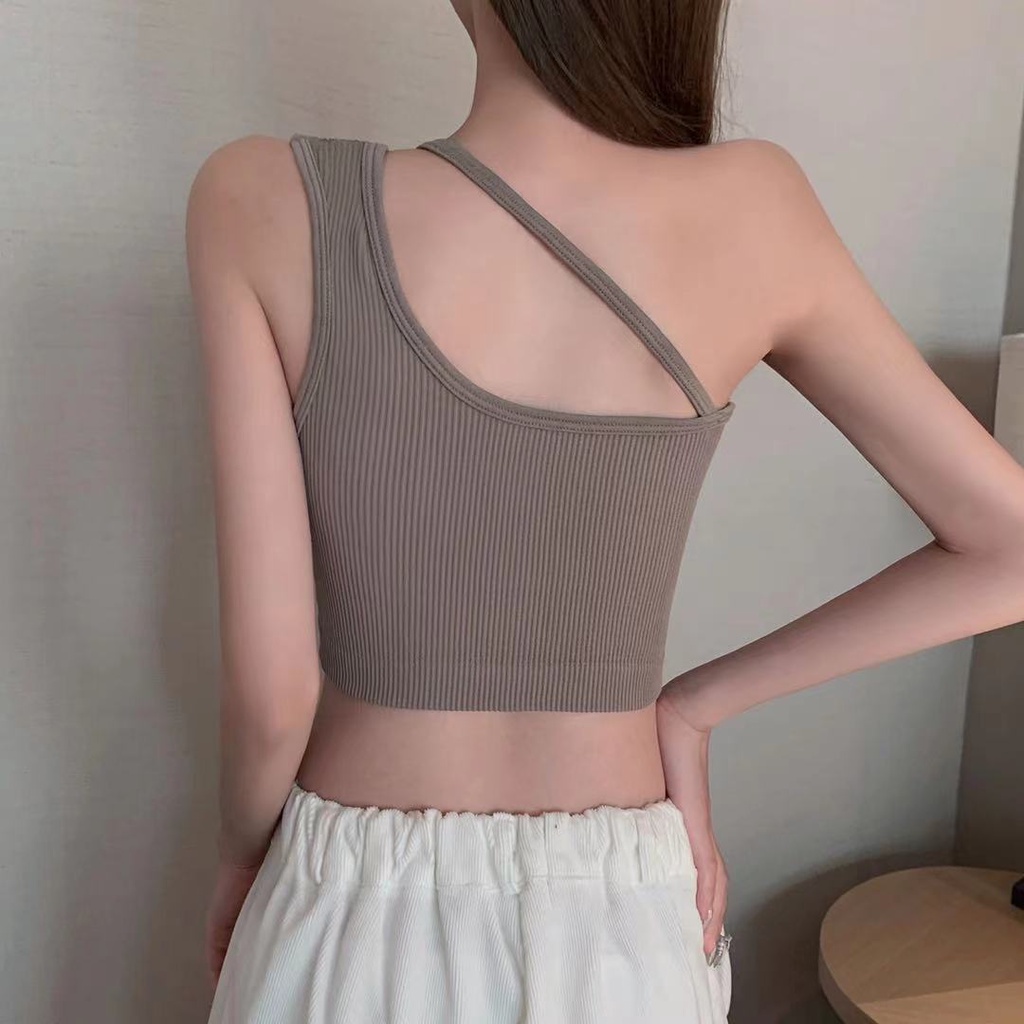 Korean Cross Tank Top with Bra Stylish Wanita / Toga Padded Tanktop Crop-6