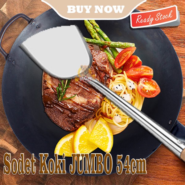 Sodet Stainless gagang Kayu 54cm kapsitas Sodet koki JUMBO panjang
