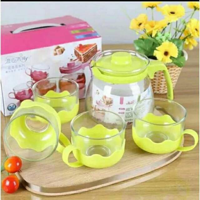 Teapot set 5 in 1 / Teko Tea Coffee Set Pitcher + Gelas