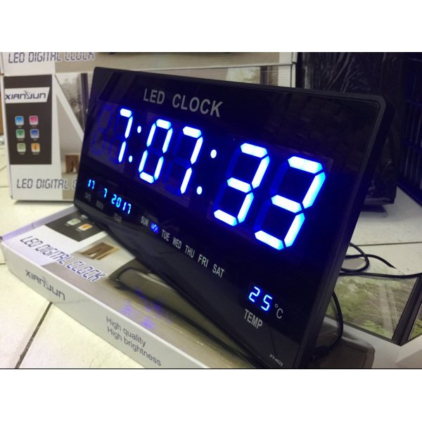 Jam Dinding Digital LED Meja LED Clock 4622 Biru