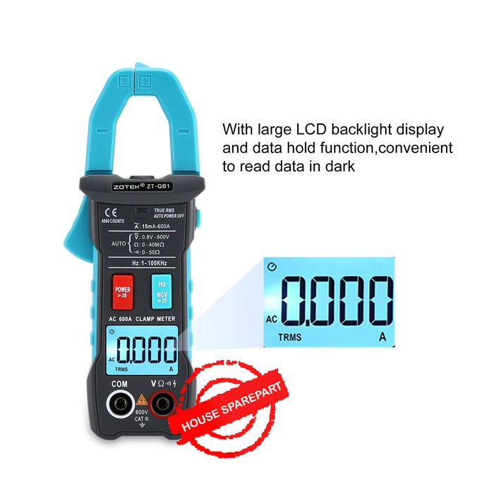 Zotek ZT-QB1 Smart Clamp Meter Tang Ampere Mini 600A Current TRMS