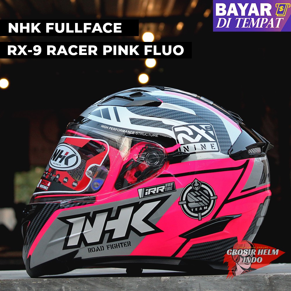 HELM NHK RX9 RACER PINK ORIGINAL HELM NHK RACER PINK ORIGINAL HELM FULLFACE NHK RACING TERMINATOR