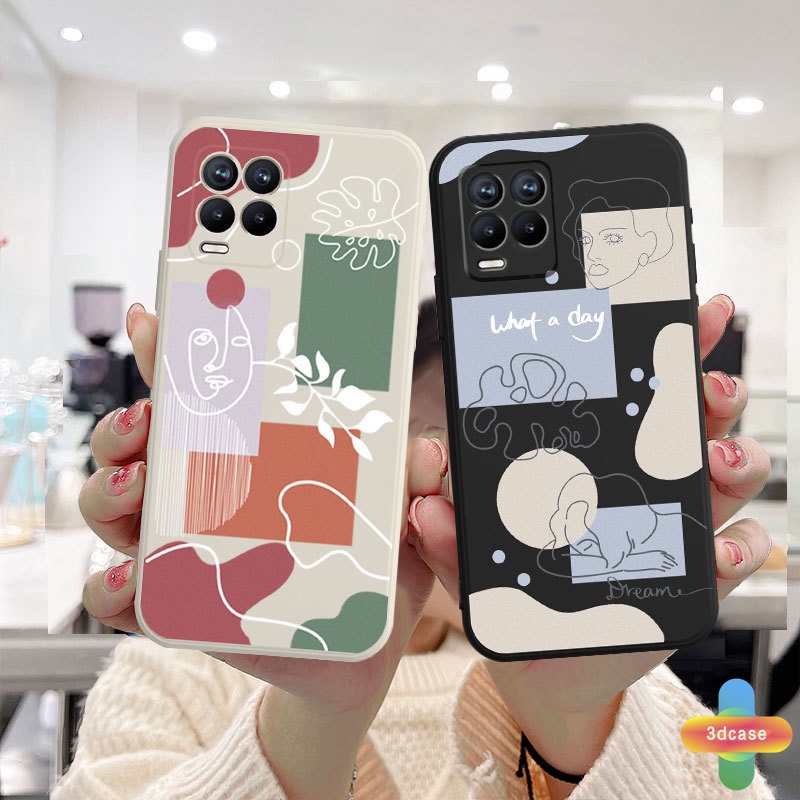 Casing Soft TPU Case Realme C11 2021 C21Y C15 C21 C25 C20 C3 C12 C25S 5 5S 5i C17 7i C1 C31 C35 C25Y C2 C3i 6i C20A realme Narzo 20 10 10A 20A 30A A54 A15 A16 A9 A5 A7 A5S A95 A53 A33 Y12 Y20 A12 Ins Art Line Face  Shockproof Cover