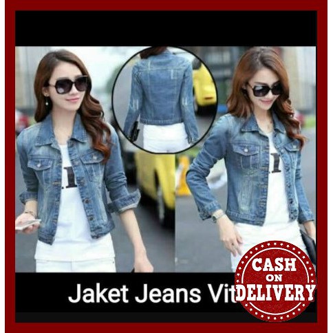 Jaket Jeans Wanita Crop Import Denim Murah Sobek Kekinian Jaket Jeans Vitta