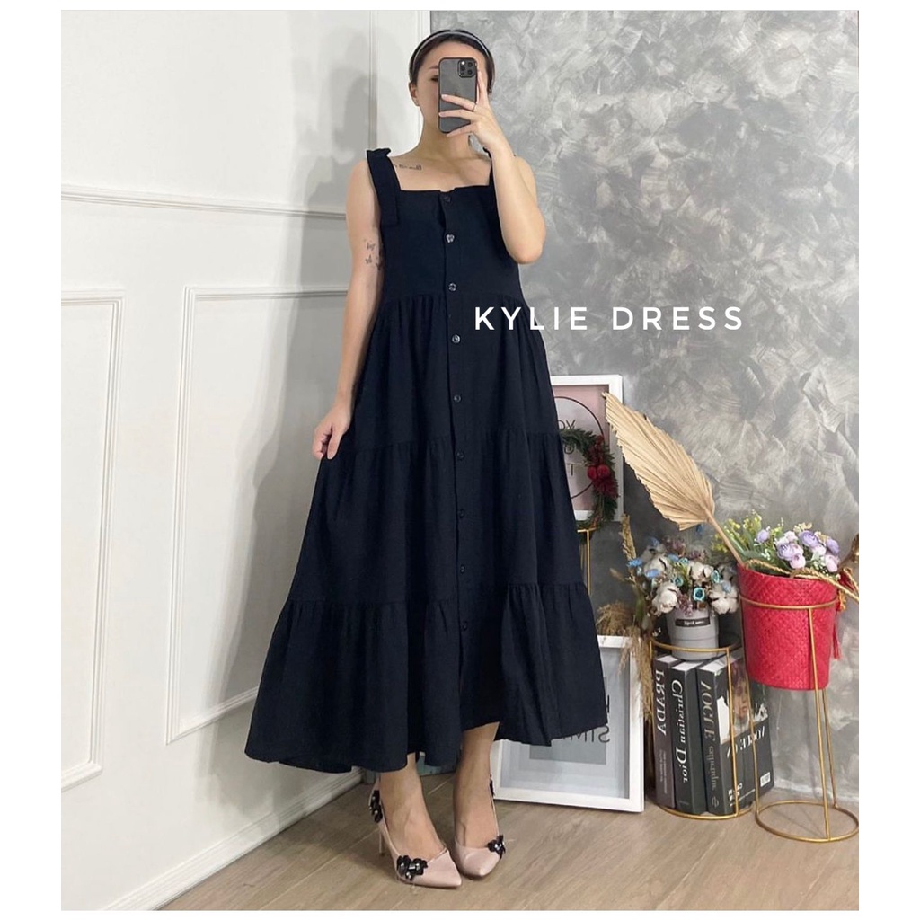 ALFAZZA Kylie Dress Overall Rayon Twill Full Kancing Kekinian All Size