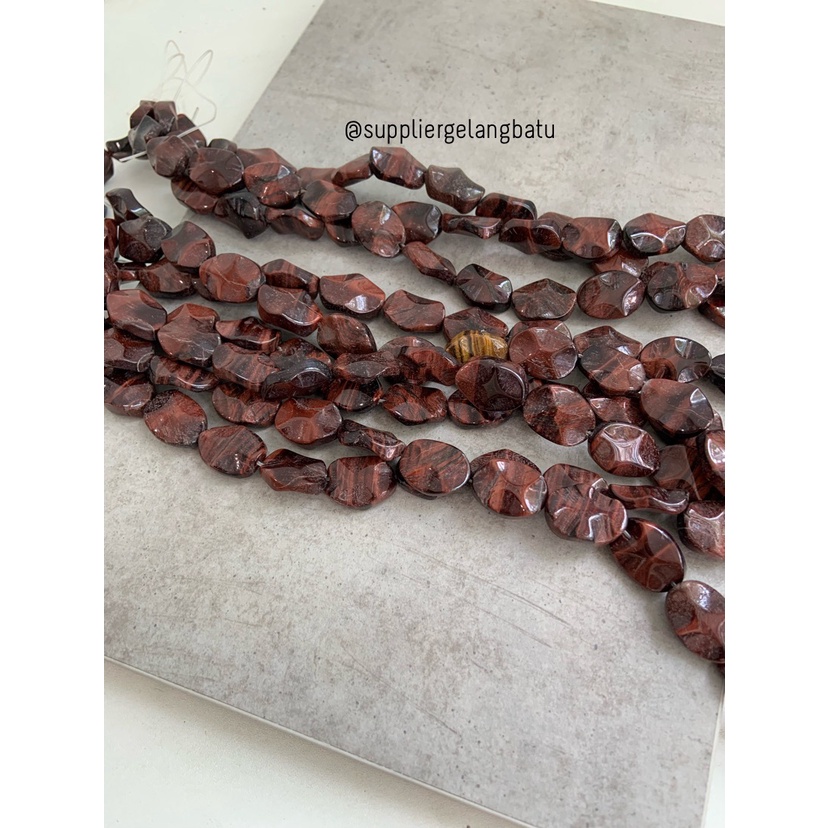 bongkah RED tiger eye RARE 20mm SUPER GRADE biduri sepah MERAH cutting COKLAT