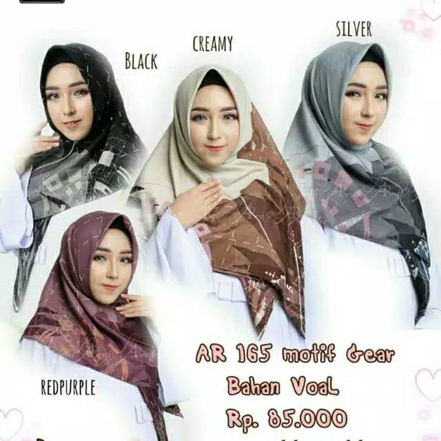 (COD) HIJAB/JILBAB/KERUDUNG/SEGIEMPAT/SQUARE BAHAN VOAL MOTIF GEAR BY ARRAFI KODE AR 165