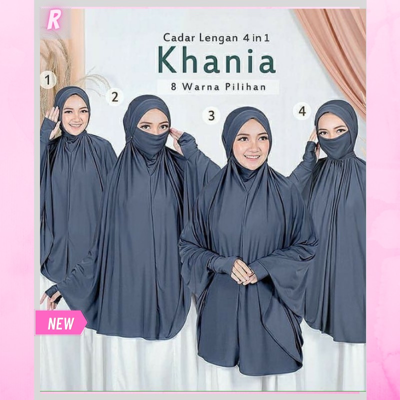 Jilbab Hijab Bergo Instan French Khimar Cadar Khania Lengan Syari
