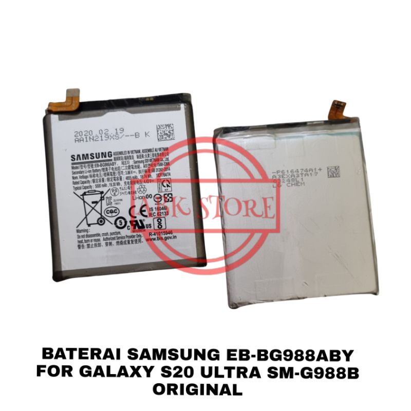 BATRE BATERAI BATTERY SAMSUNG GALAXY S20 ULTRA SM-G988B EB-BG988ABY ORIGINAL 100%