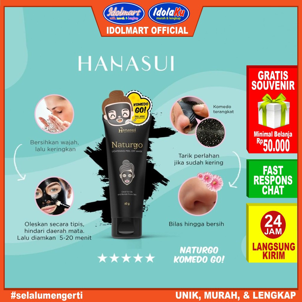 IDOLAKU Hanasui Naturgo Peel Off Mask Black Tube