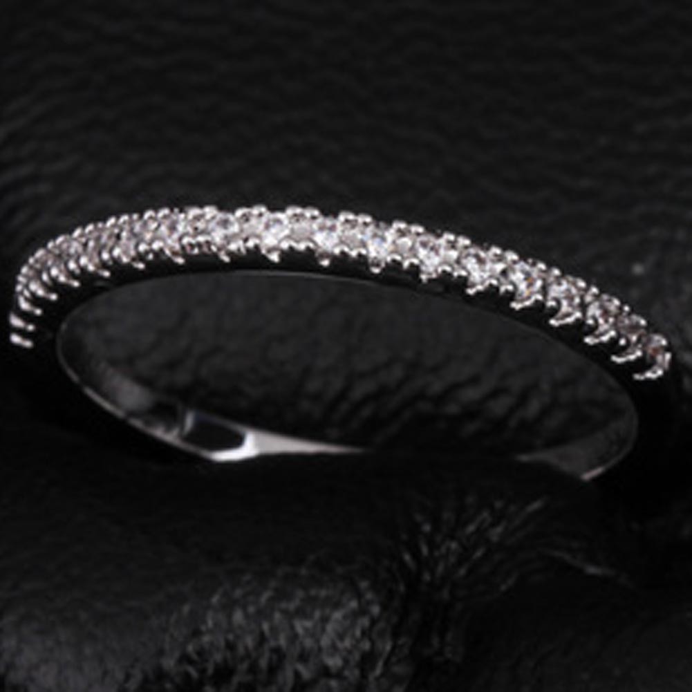 Cincin Sterling Silver 925 dengan Zircon Bentuk Lingkaran Gaya Korea untuk Wanita